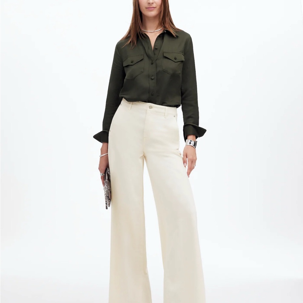 Madewell Ivory Wide Sweep Denim Trouser